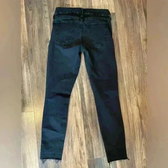 Mother Jeans Womens Size 26 Black The Looker Ankle Fray Raw Hem Guilty as Sin - Picture 8 of 11